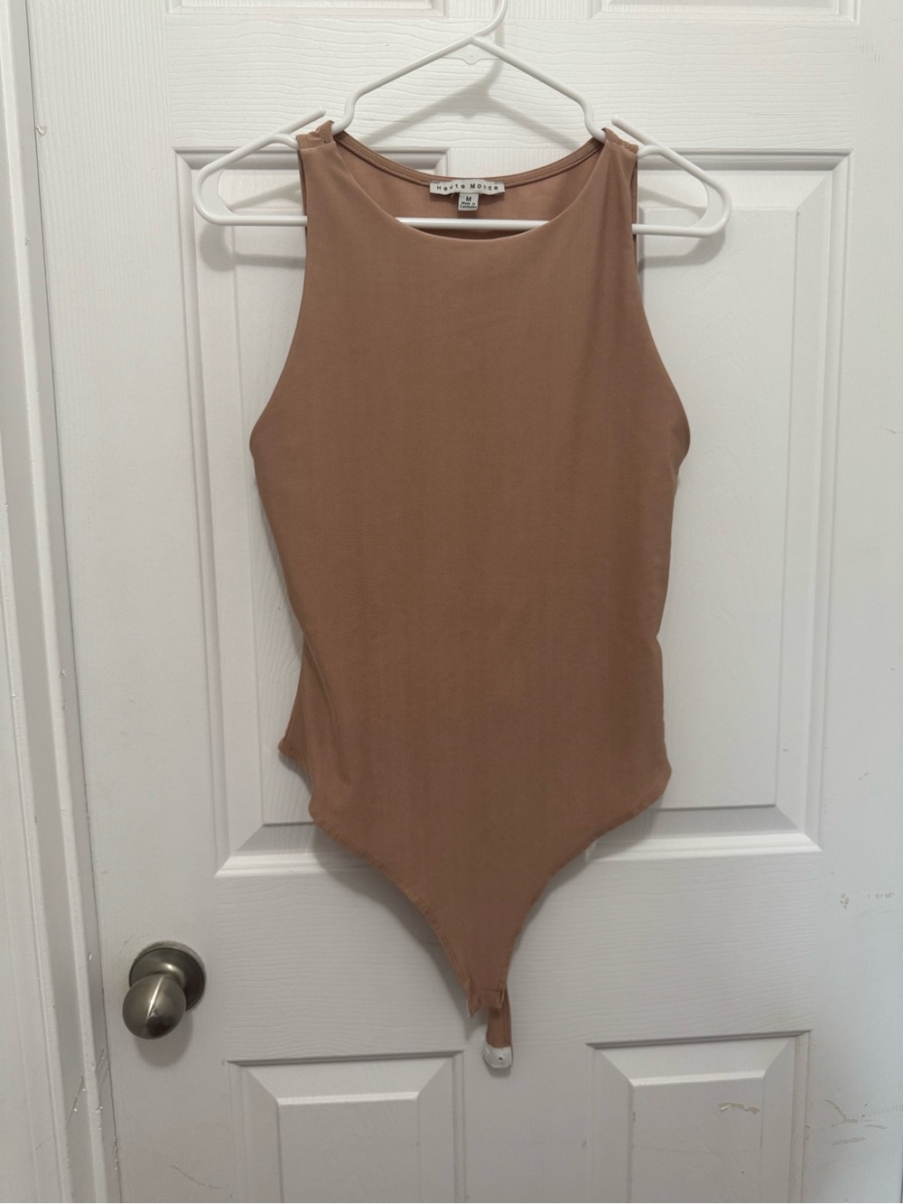 Haute Monde Tan Sleeveless Scoop Neck Bodysuit